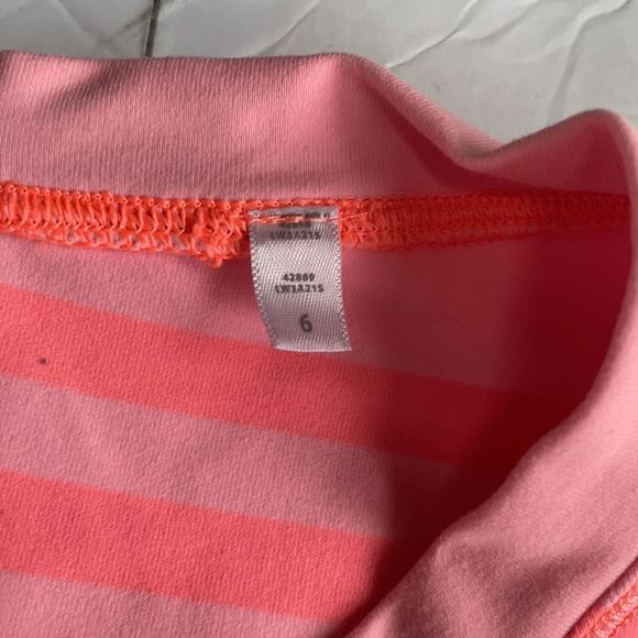 Lululemon Athletica Ocean Stripe Bleached Coral/Pop Orange pullover. size 6 - Picture 5 of 11